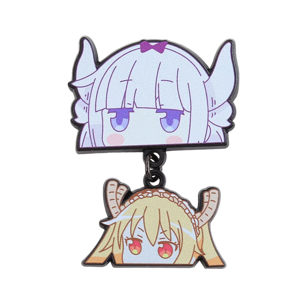 Klassischer Anime-Drachen-Dienstmädchen-Charakter-Anstecker, süße Kanna Kamui mit hängenden Tohru-Broschen, Kawaii-Emaille-Pin, Rucksack-Dekoration, Geschenk – Detail 1