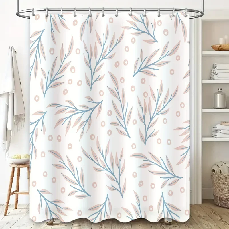 

Занавеска для душа с прекрасными голубыми листьями Прикосновение природы в декор ванной комнаты. Этот продукт принесите освежающую чувствие к вашему