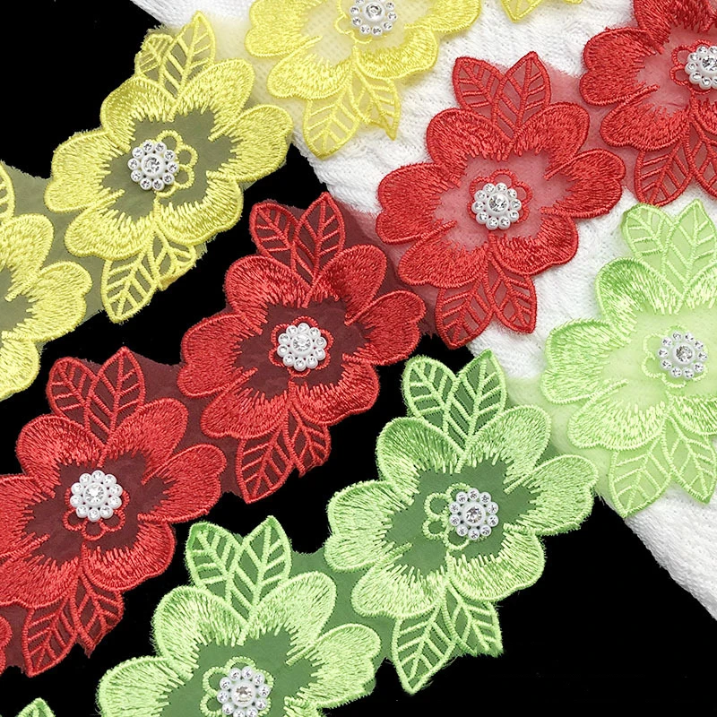 

1/2/4 Yards 9cm Flower Embroidery Lace Trim Fabric Edge DIY Handmade Garment Lace Materials Accessories Sewing Supplies Crafts