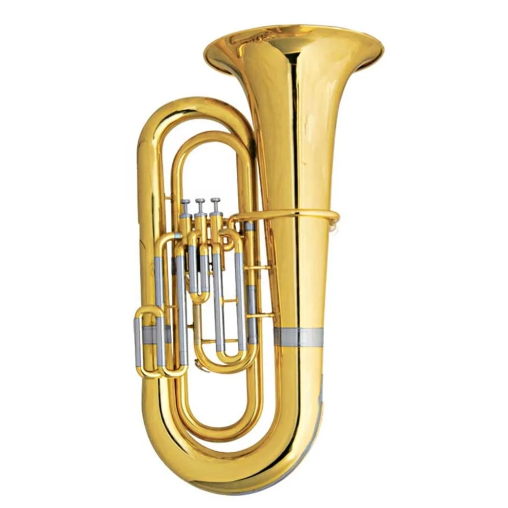 Professional  Gold lacquer Tone Bb 4/4  three Piston Tuba