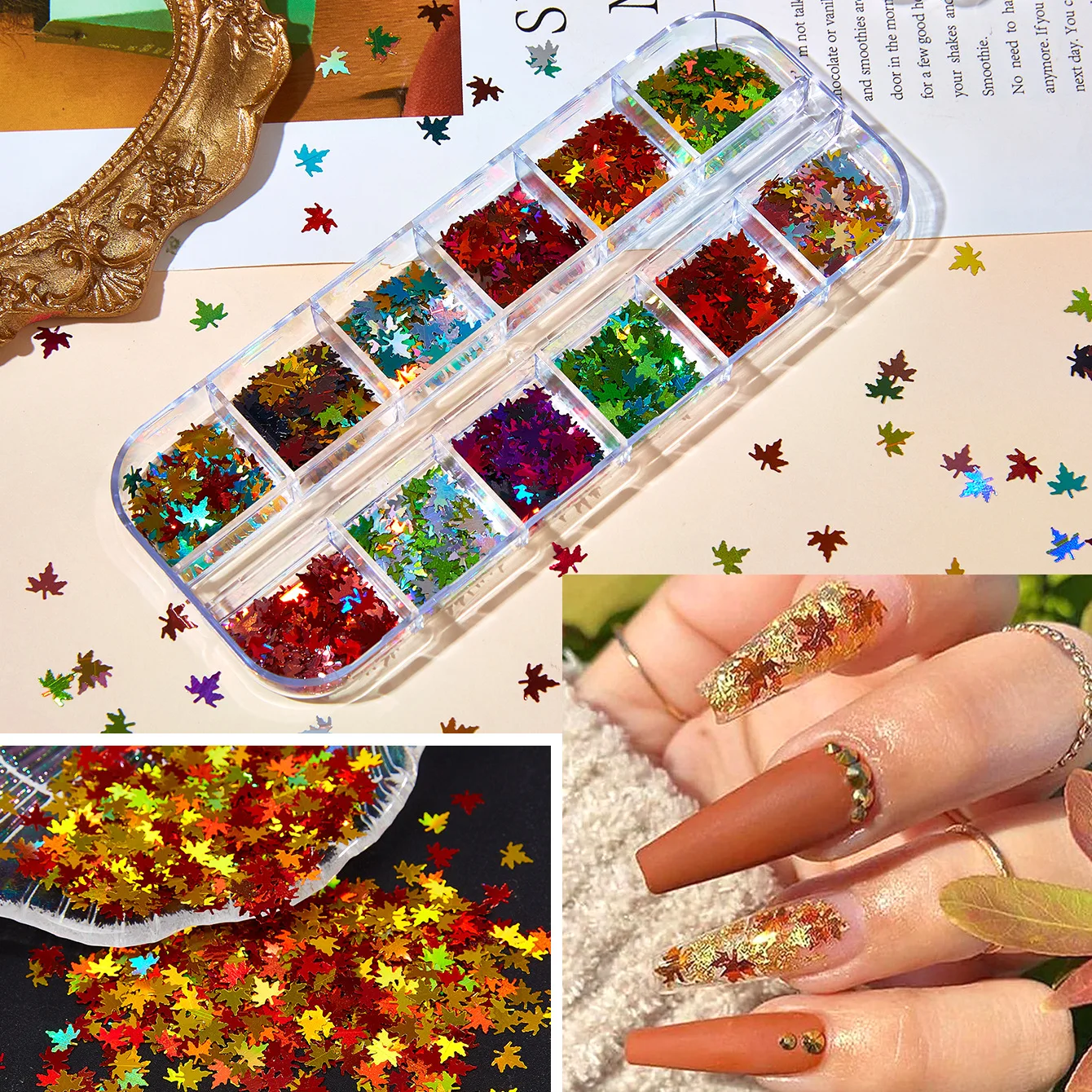 2025 جديد مابل ليف الترتر الليزر ليف مسمار بريق التصحيح تدفق القنب DIY بها بنفسك المواد اليدوية