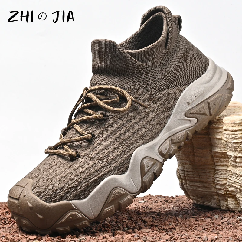 

Высококачественные мужские уличные кроссовки, весенне-осенняя вязаная сетчатая дышащая спортивная обувь, повседневная модная походная обувь большого размера