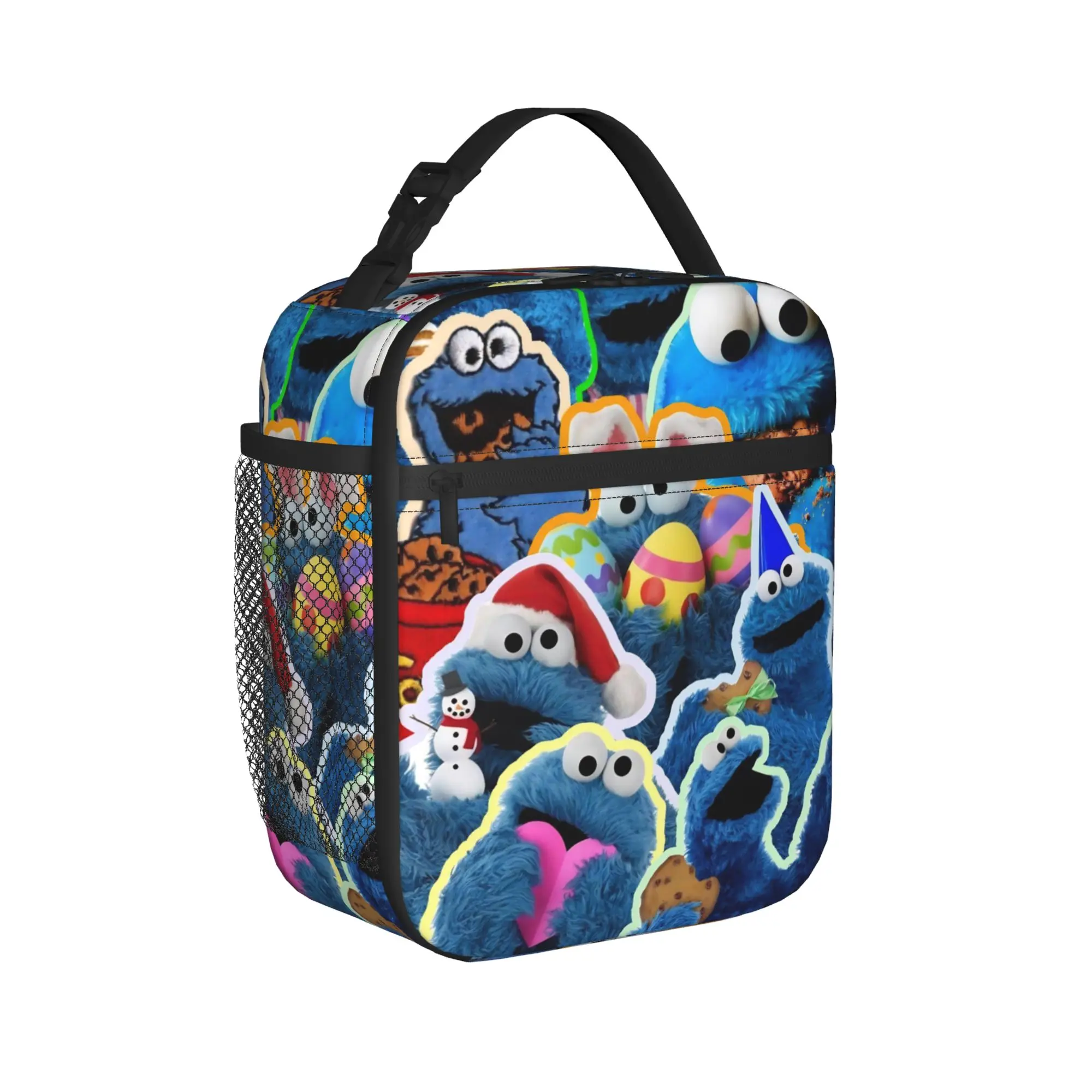 Cookies Blue Monsters Insulated Lunch Bags for Men Women Cartoon Storage Food Box Portable Thermal Cooler Lunch Box For Picnic