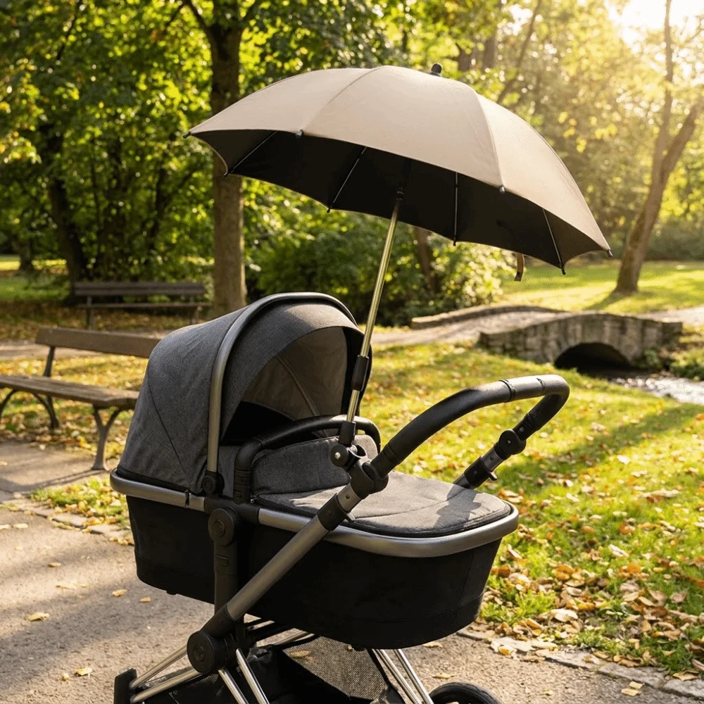 

Adjustable UV Protection Umbrella 2-in-1 Design with Clamp Pram Cover Umbrella Universal 360 Degree Baby Stroller Umbrella