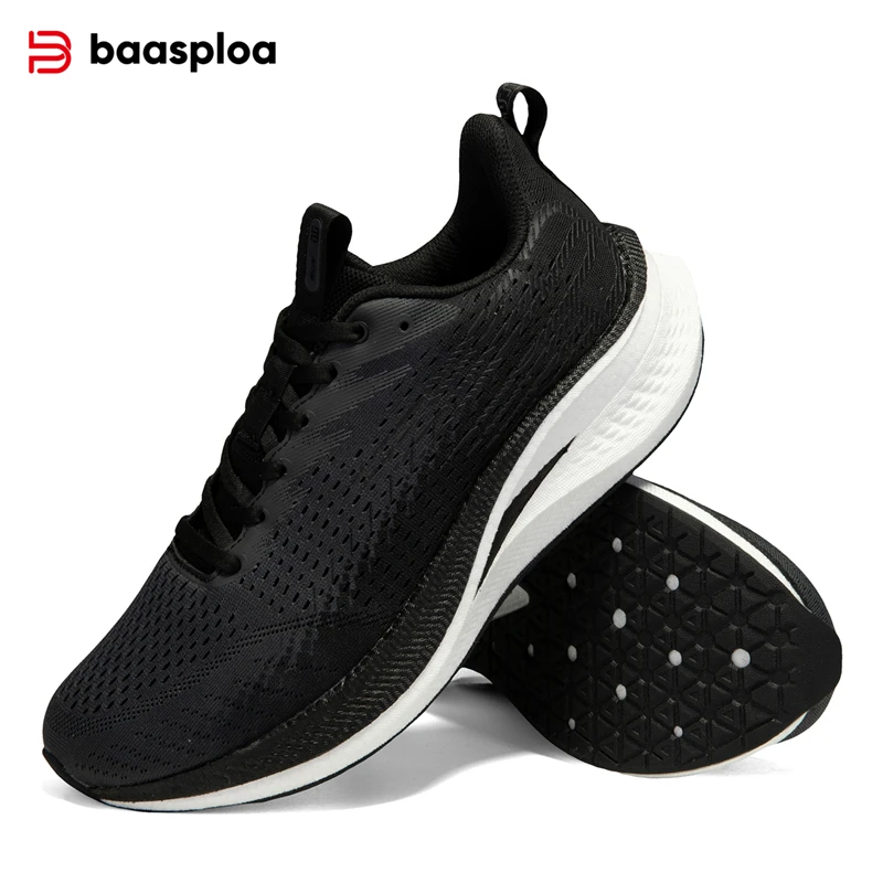 Baasploa New Running Shoes Men Lightweight Breathable Non-slip Sneaker Male Outdoor Carbon Plate Jogging Cushioning Sports Shoes