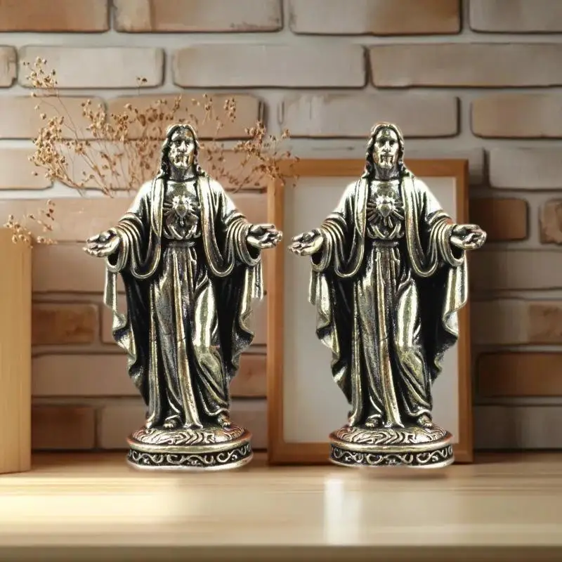 NEW Artisanal Brass Sculpture, Vintage Deity Figurine for Desk Altar, Shelf Display or Gift, Handcrafted Detail, Patina Finish