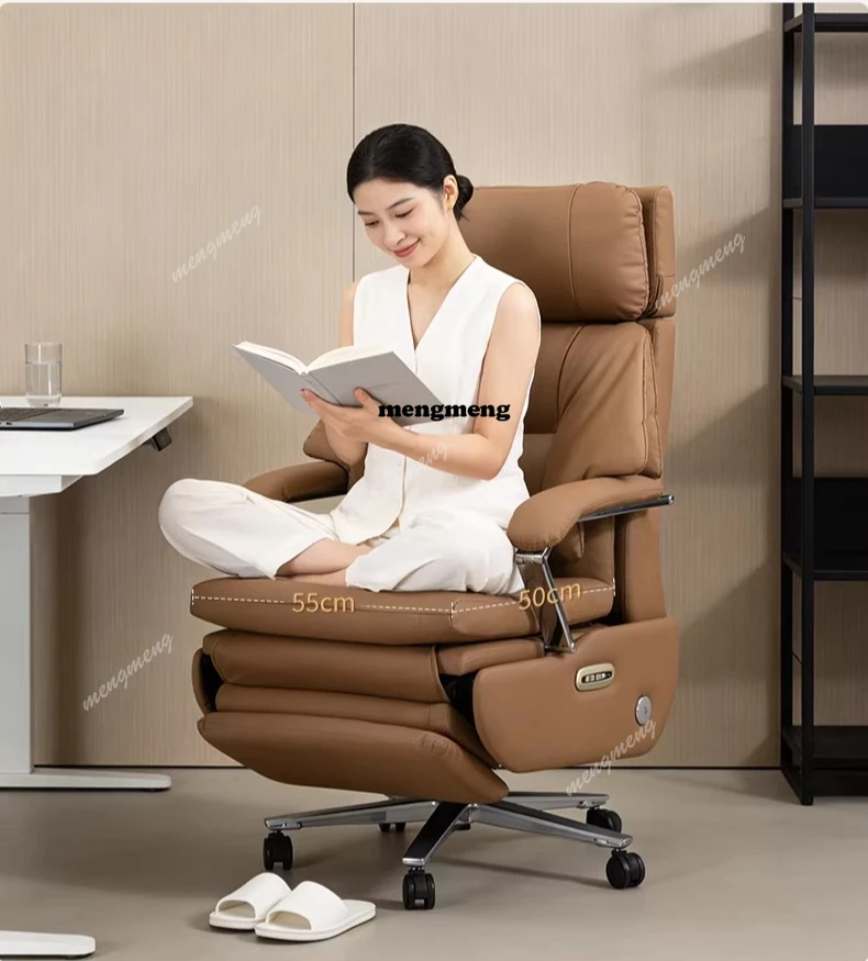 

Кресло руководителя с электромассажем, откидное, для отдыха, офисное кресло, комфортное для длительного сидения, домашнее компьютерное кресло, кожаное, легкая роскошь