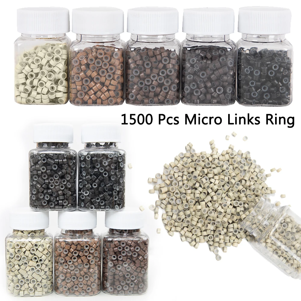 

1500pcs Micro Lined Hair Extension Rings -Crimp Beads for Wigs & Extensions, Durable Aluminum Rod Links Wig Tool