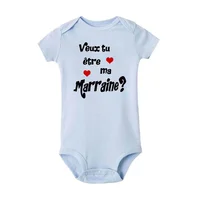 Je vous soyez mon parrain/destin bébé barboteuse demander au parrain baptême vêtements été garçons filles body nouveau-né tenues 4