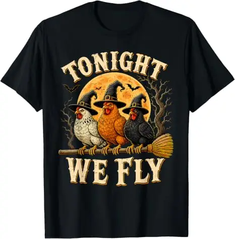Heute Nacht fliegen wir, lustiges Hühner-T-Shirt, gruselige Saison, Bauernhof, Halloween-T-Shirt, Y2k-Humor, Bauern-Halloween-Partykleidung, grafische Bekleidung, Geschenke – Detail 12