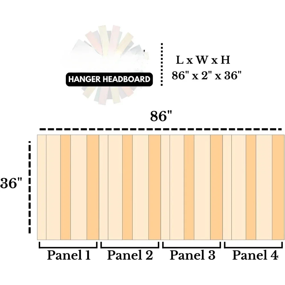 Graywash-Kopfteil, Bauernhaus-Design, Wasch-Finish aus Holz, schwebende Paneele, Wandhalterung, höhenverstellbar