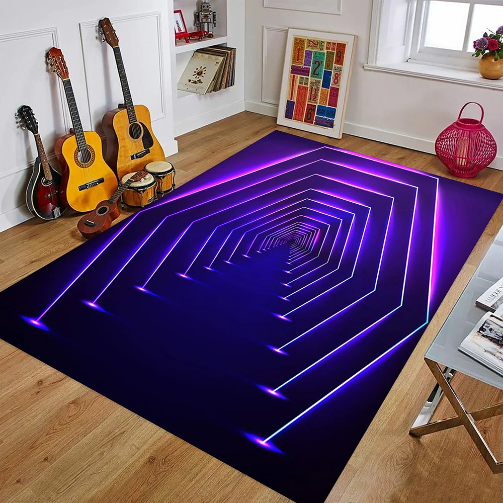 3D LED Lights Illusion Rug for Living Room Washable Floor Lounge Large Area Non Slip CarpetsTeen\'s Kids Boy Girl Room Decor Rug