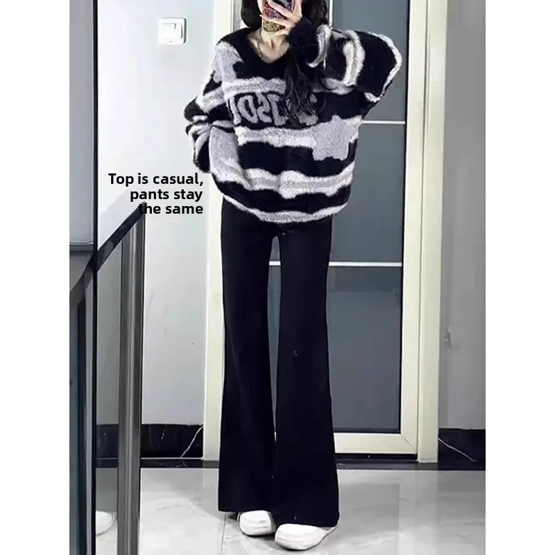 جينز نسائي عالي الخصر لربيع وصيف جديد Sle Bla طويل من القطن قابل للتمدد من قماش الدنيم سروال للتخسيس غير ضيق #4