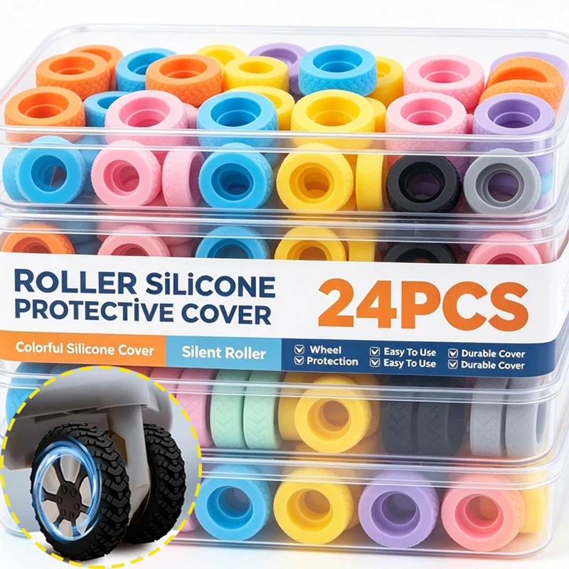 24/2pcs 2026 New Luggage Wheel Rubber Covers Thickened Wheel Protection Covers Silent Silicone Cover Wheel Rubber Ring