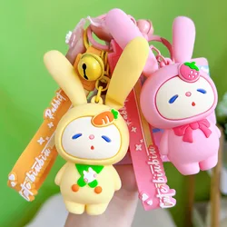 Cartoon Snooze Bunny Keychain Funny Decompression Lug Silicone Rabbit Air Bag Keyrings Women Bag Car Pendant Charm Key Ring Gift