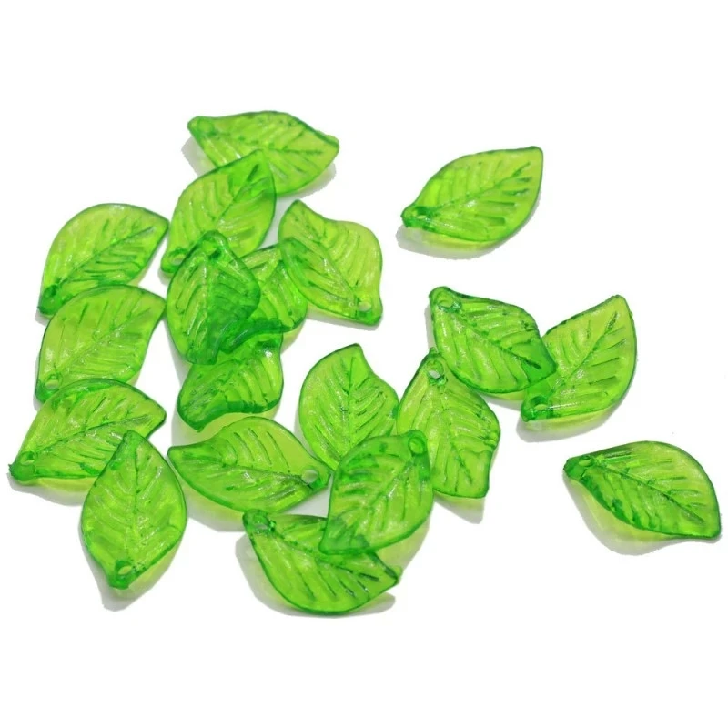 Wholesale 2000Pcs 17x11mm Green Leaf Acrylic Plastic Pendants Beads For DIY Jewelry Necklace Bracelet Earring Accessories Making