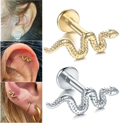 1pc Stainless Steel Snake Stud Earring for Women Fashion Small Snake Labret Lip Piercings Body Jewelry Brincos
