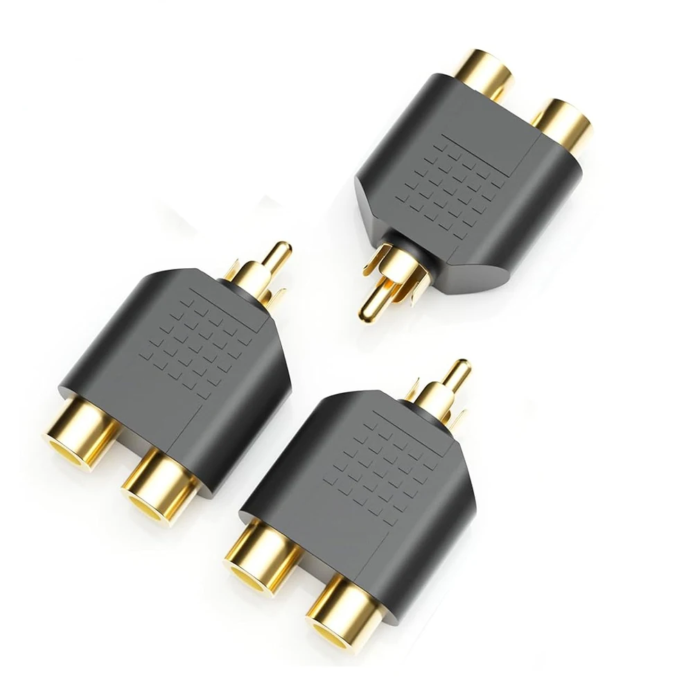 

Gold Plated RCA 1-Male to 2-Female Jack Y Splitter Adapter Extension Plug for TV DVD Player Subwoofer Amplifier Speaker, 3PCS