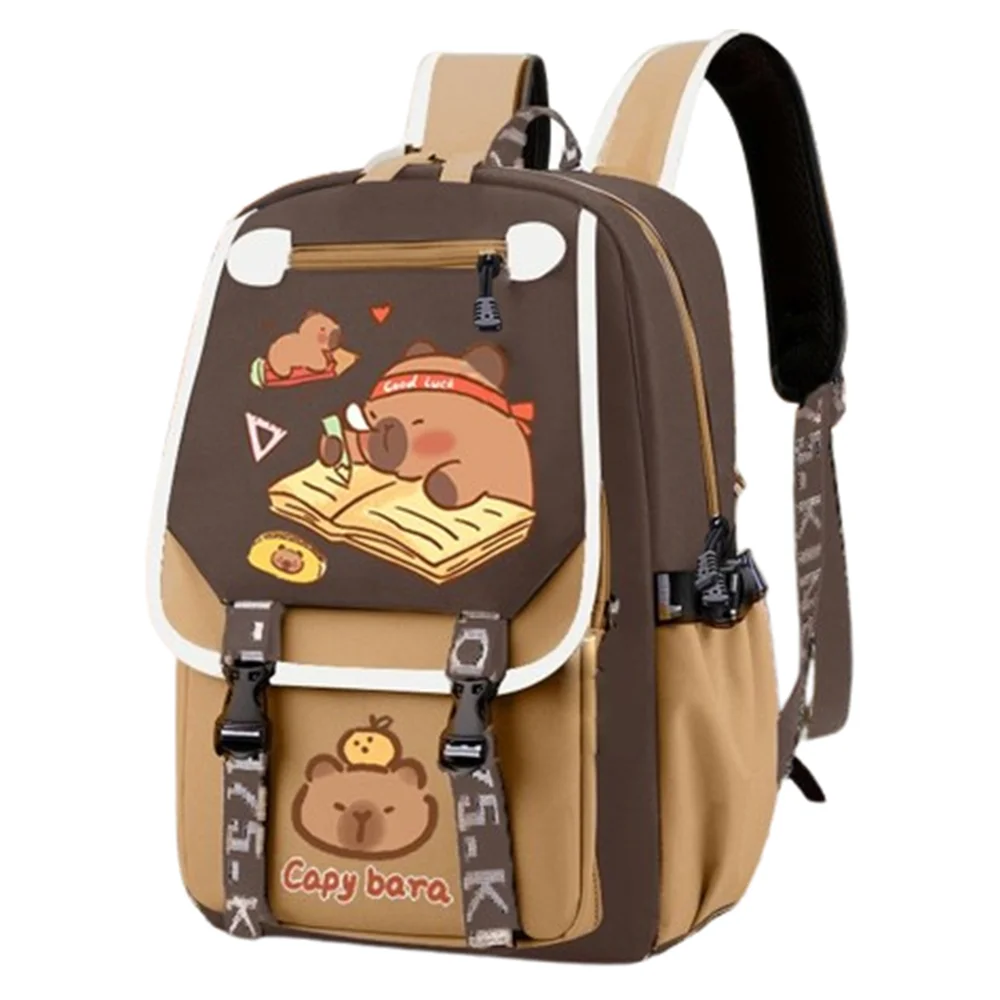 

Multi-Compartment Capybara Backpack Oxford Cloth Waterproof Cartoon Animal School Bag Large Capacity Lightweight