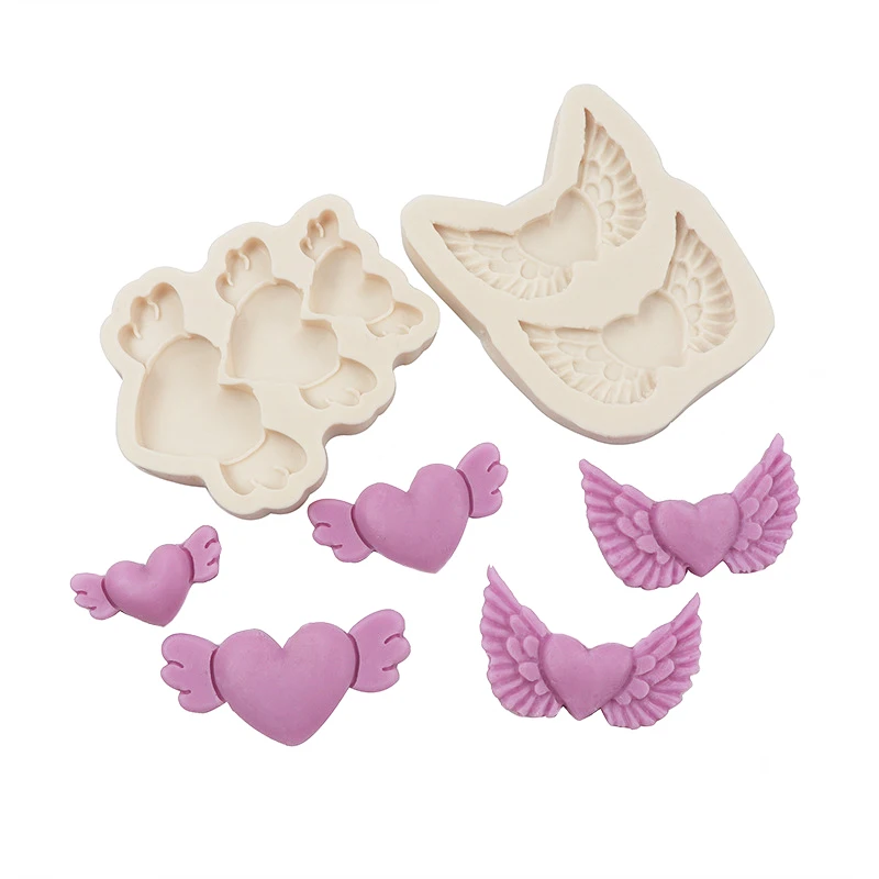 Wings Heart Shape Silicone Mold Sugarcraft Cupcake Baking Mold Fondant Cake Decorating Tools