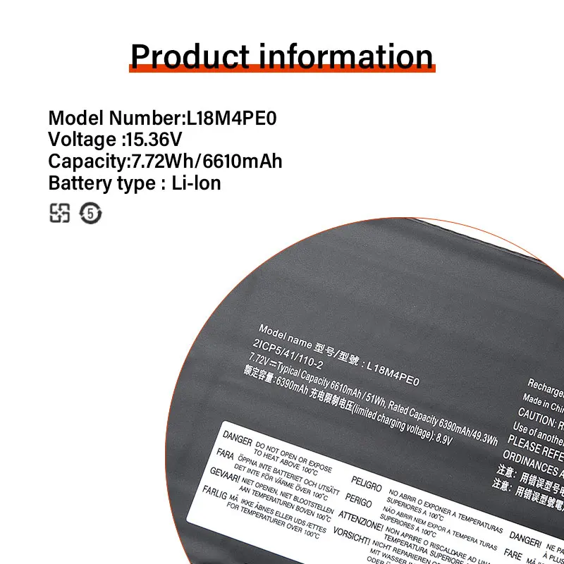 L18M4PE0 L18L4PE0 Laptop Battery For Lenovo Yoga C740-14IML 81TC000JUS Series 5B10W67185 5B10U40210 5B10W67296 51WH