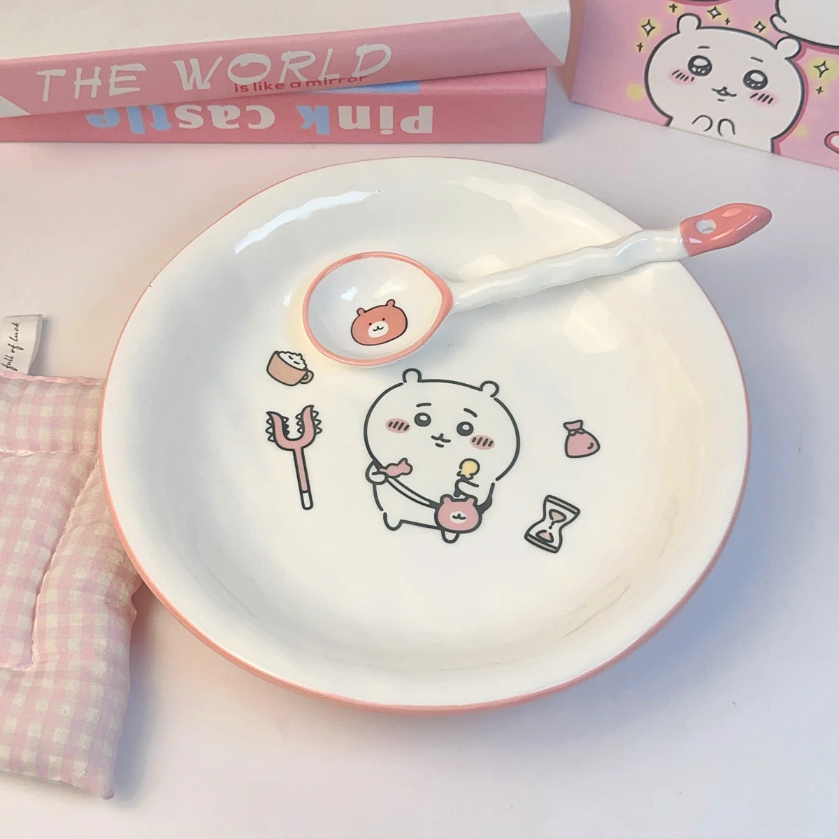 

Kawaii birthday gift Chiikawa Hachiware Usagi 8-inch ceramic high temperature resistant fruit plate dining plate