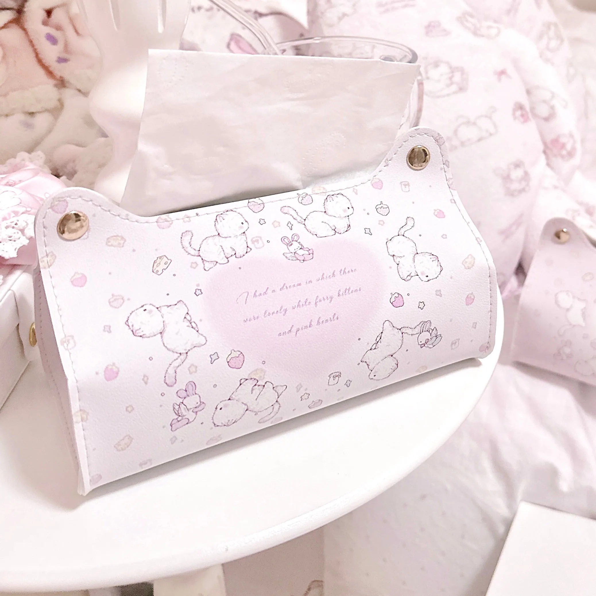 

Новый милый стильный кожаный ящик для салфеток, бытовой настольный прямоугольный ящик для хранения автомобиля, общежития, спальни, креативный ящик для хранения с рисунком кошки