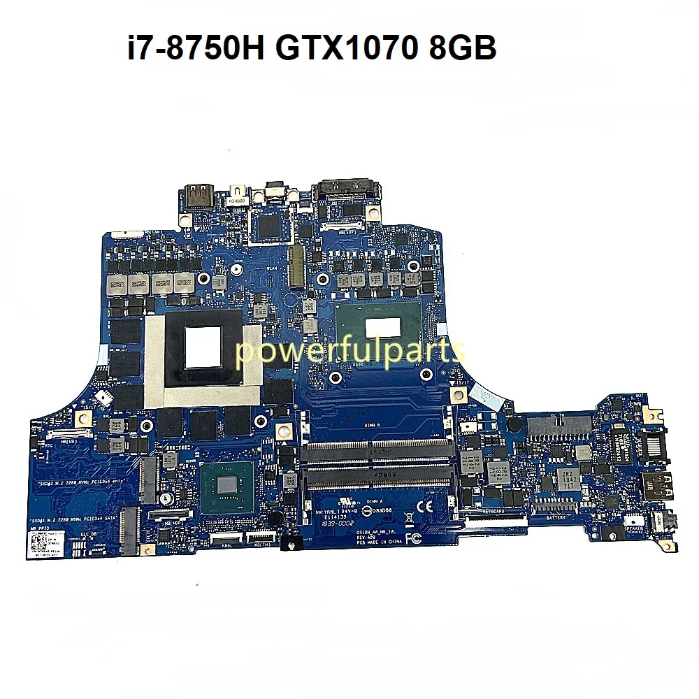 

0CNR45 For DELL Alienware m15 m17 Motherboard 0RI0N-AW-MB-12L i7-8750H CPU GTX1070 8GB GPU On-Board Working Good