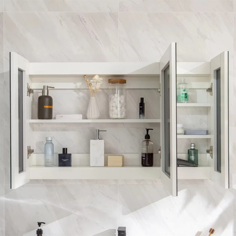 

Wall Mounted Furniture Storage Intelligent Anti-Fog Light Emitting Diode Light Bathroom Mirror Cabinet Bathroom Mirror Shelf