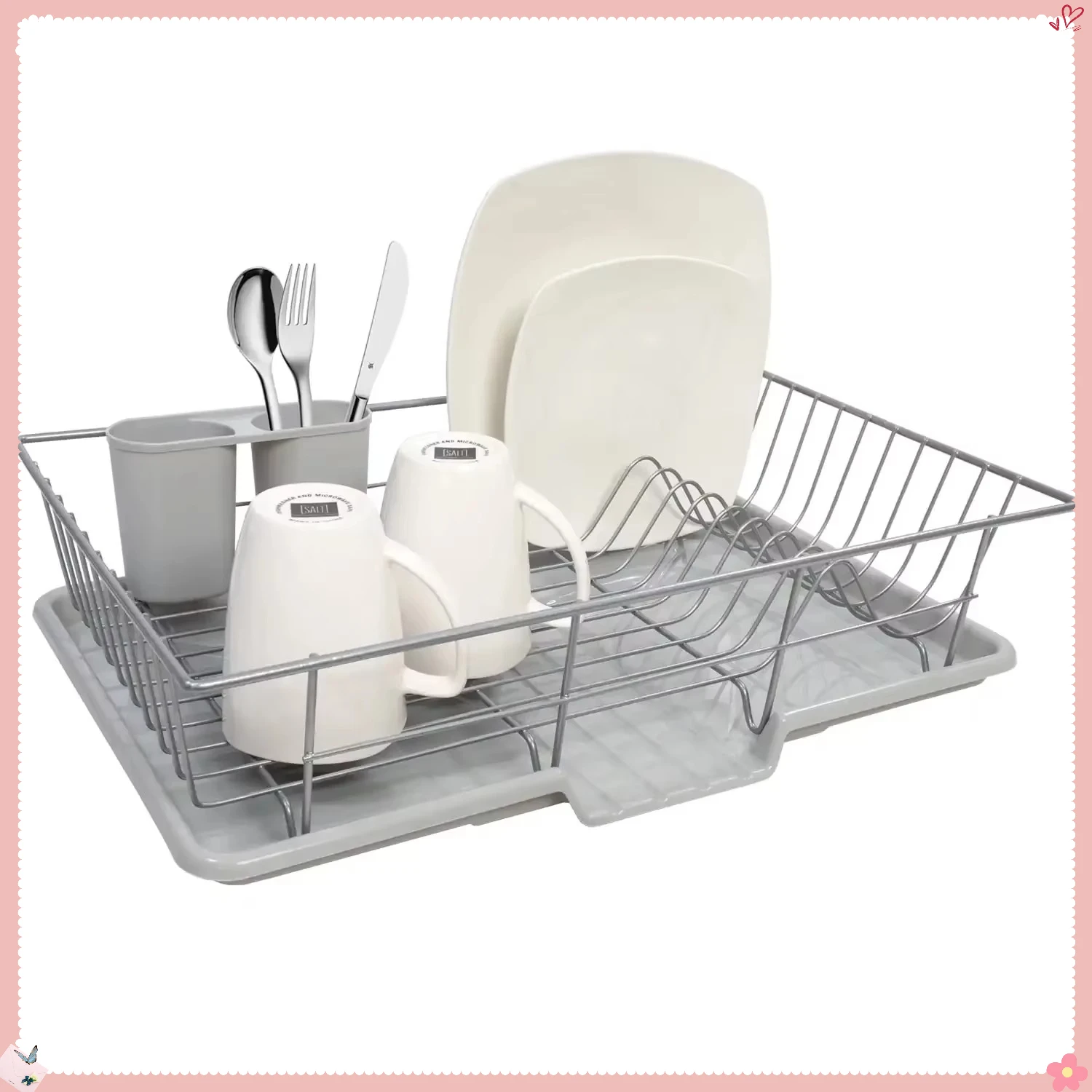 

3-Piece Kitchen Sink Set - Colorful Dish Drainer & Utensil Holder - Space-Saving Organization