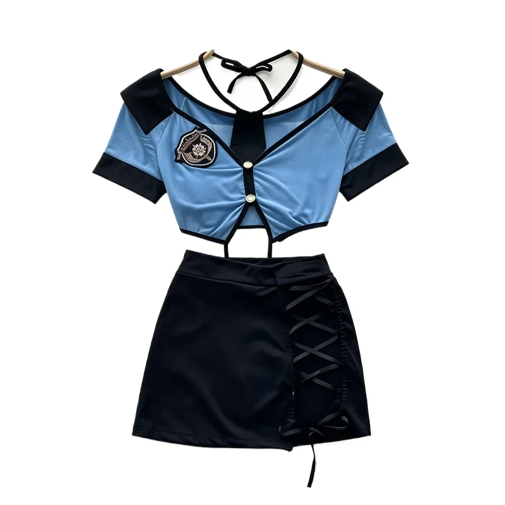 

Women's 2 Piece Outfits Short Sleeve Top and High Waist Skirt Fashion Uniforms Style Badge Design for Cosplay Party Casual Wear