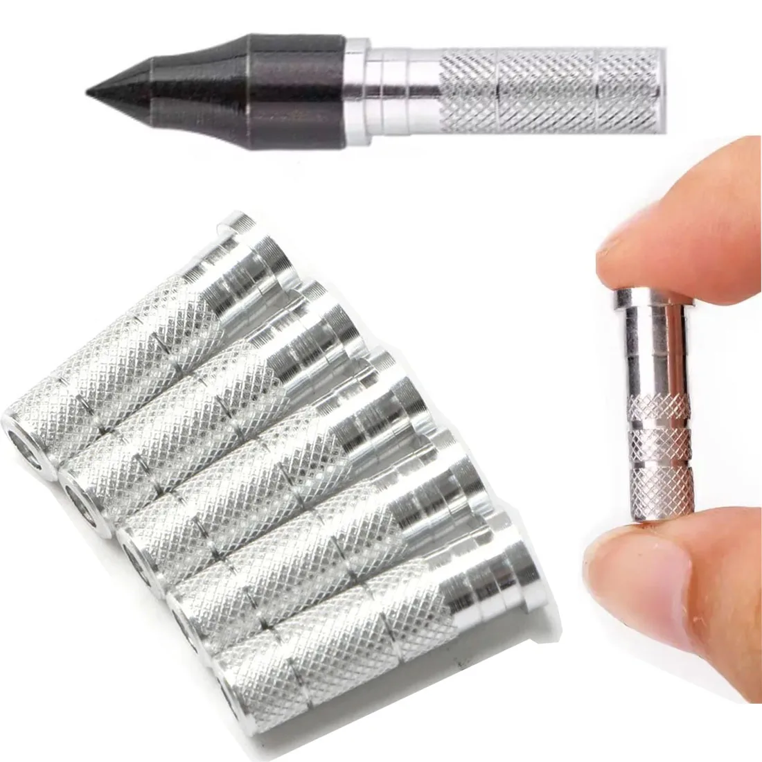 12pcs Sturdy Aluminum Arrow Insert ID 6.2mm Carbon Shaft DIY Fitting for Archery Hunting Outdoor Shooting