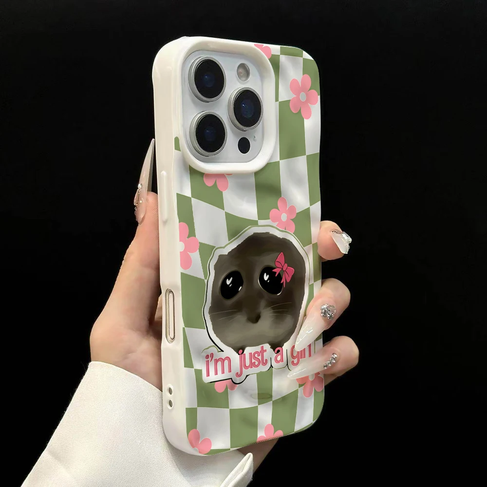 Plaid Girl Hamster Koreanische INS Handyhülle für iPhone 17 16 15 14 13 12 11 Pro Max 14 Plus 17Air Falten-Wellen Weiche Silikonhülle – Detail 8