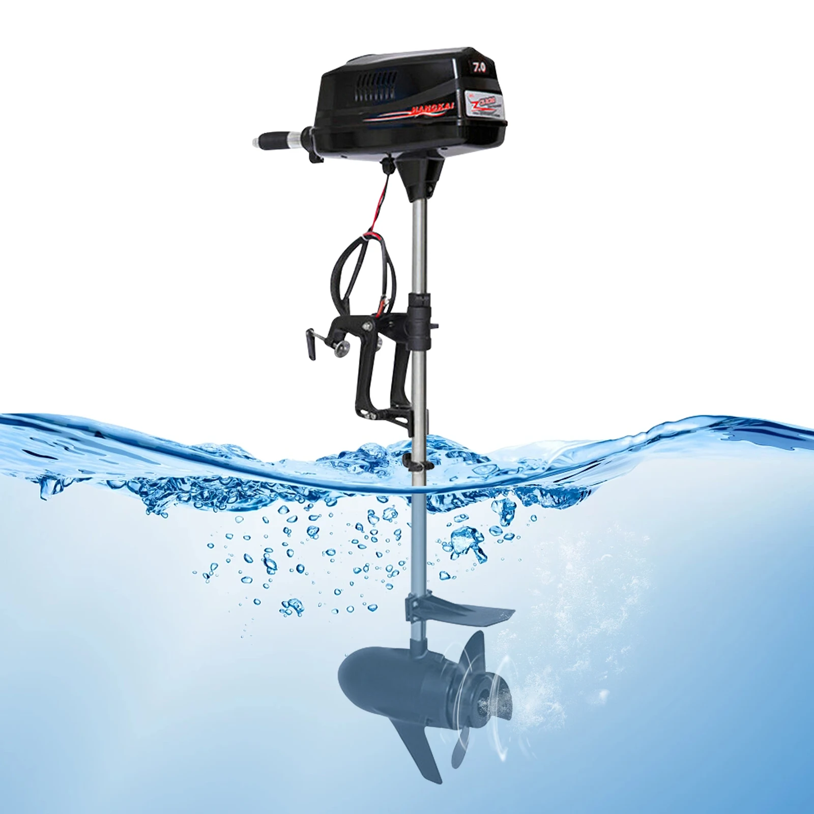 48V 1800W Electric Outboard Motor 7.0HP 45A Outboard Engine Brushless Motor 1250kg Thrust Heavy Duty Fishing Boat Engine 3000RPM