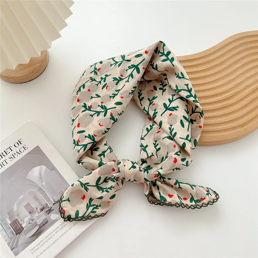 

Flower Small Square Scarf Scarf Hair Band Floral Cotton Linen Print Scarves Headband Square Handkerchief Clothing Accessories