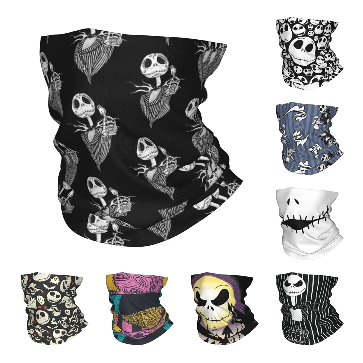 Sugar Skull Jack Skellington Bandana Neck Cover Nightmare Before Christmas Wrap Scarf Multi-use Headwear for Men Women Adult