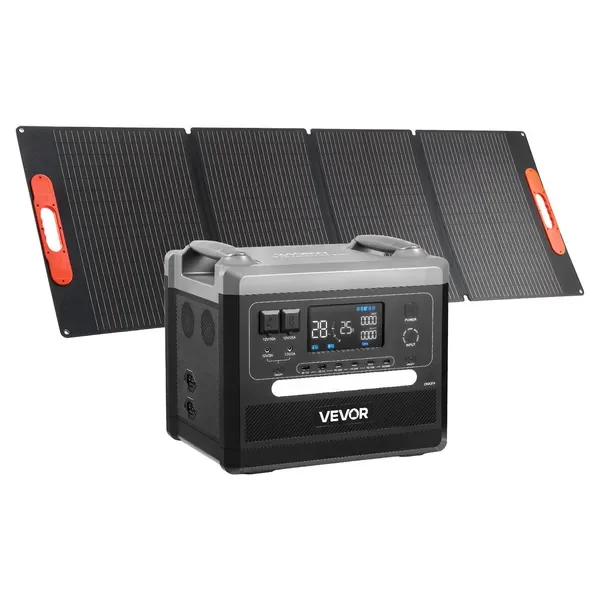 

Portable Power Station, 2400W Portable Solar Generator with 200W Foldable Solar Panel, 2160Wh