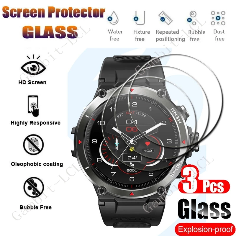 3PCS 9H Tempered Glass Screen Protector For Zeblaze Stratos 2 GPS Smart Watch 1.3