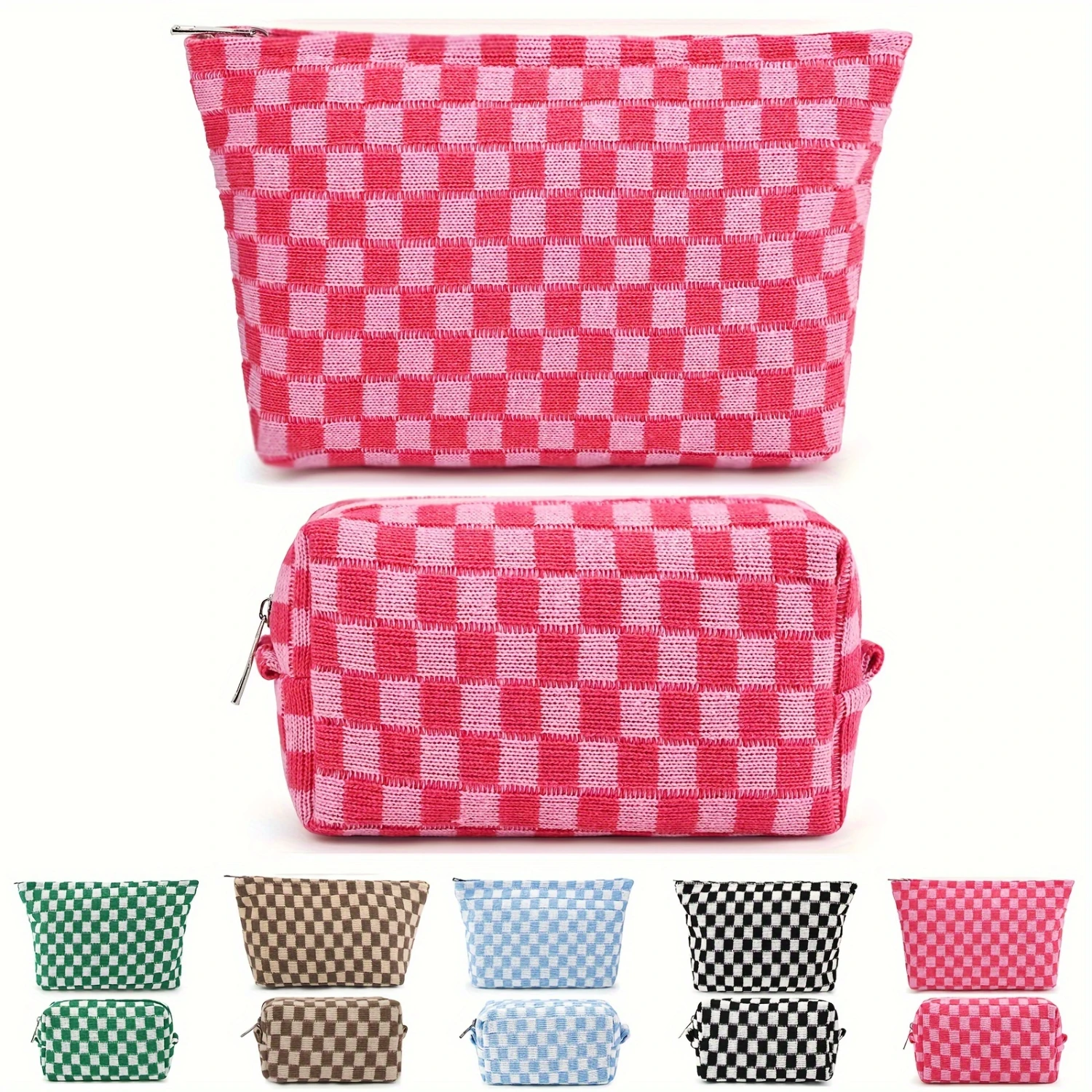 

2pcs/set, Chic Braid Makeup Bag - Spacious, Formaldehyde-free, Waterproof, and Travel-friendly Cosmetic Case with Large Capacity