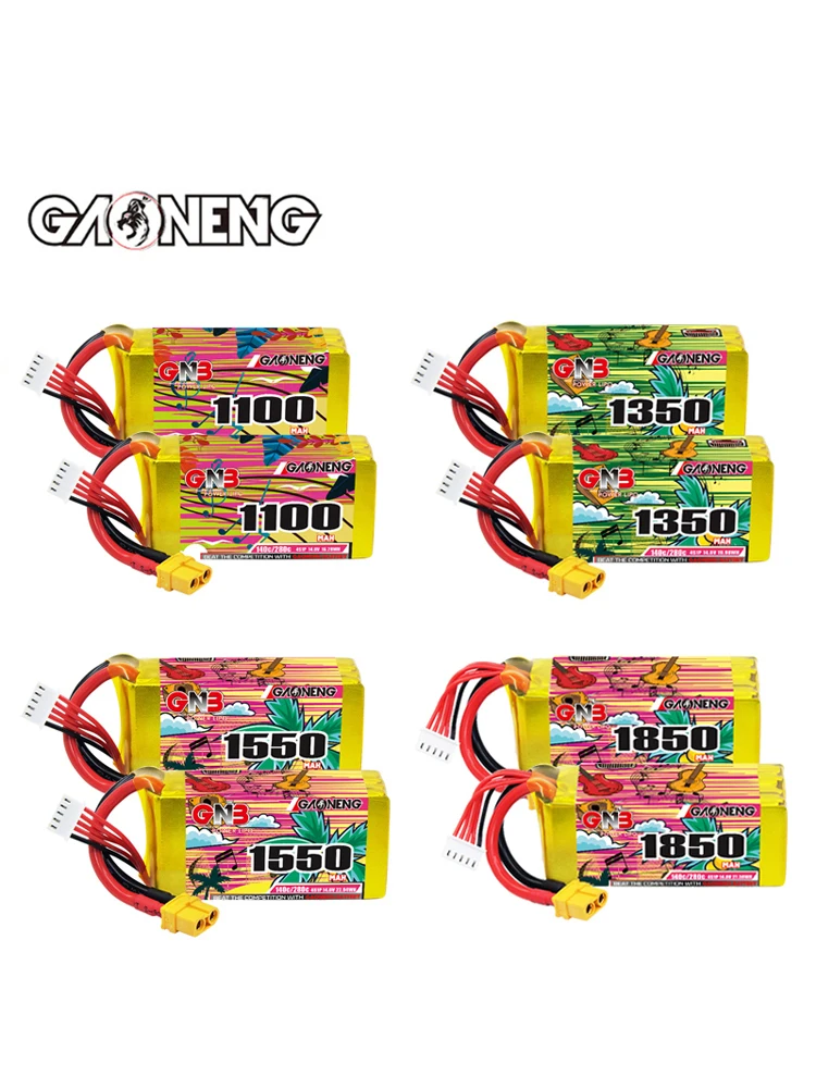 GNB 2S 3S 4S 6S 1100mAh 1100/1350/1550/1850mAh 140C avec XT60 pour FPV quadrirotor hélicoptère avion batterie Lipo Rechargeable