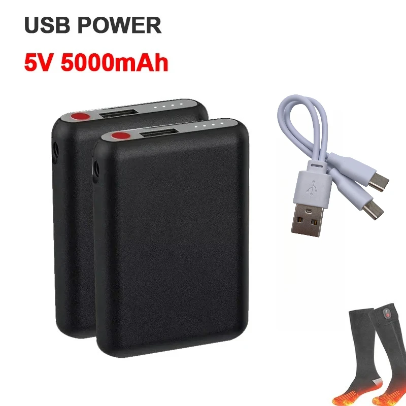 Heated Gloves Battery 5V 5000mAh Rechargeable for Heating Vest, Socks,Winter Outdoor Sports Boots Batteries Mobile Power Bank