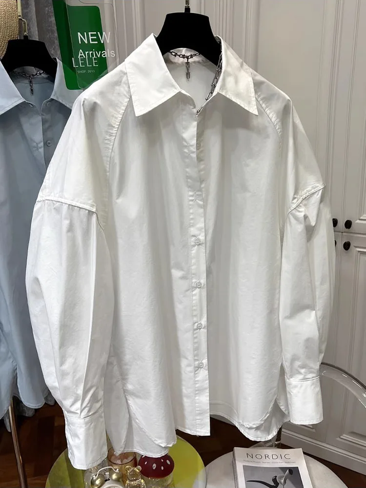 

SuperAen Summer New Fashion Korean-style Loose Casual Cotton Long-sleeved Shirt Elegant Single Breasted White Shirts