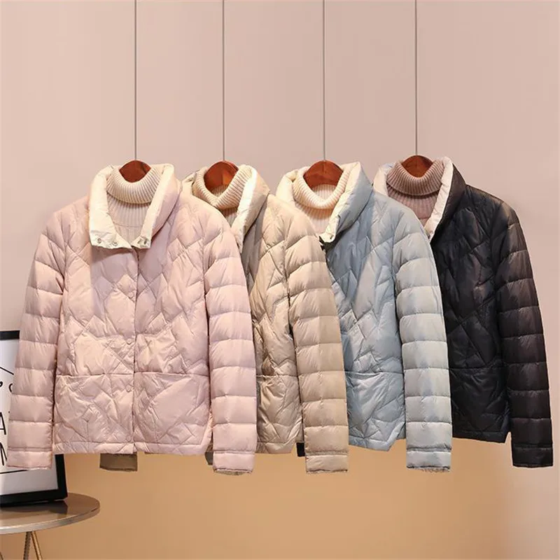 Piumino d'anatra bianco chiaro caldo 2023 autunno inverno donna monopetto piumino donna manica lunga Bigsize parka Outwears