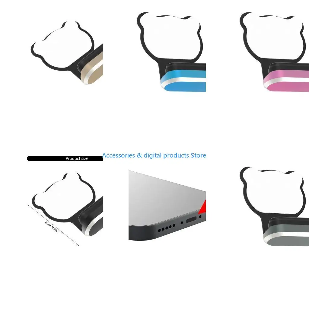 77JD USB C Dust Plugs Silicone Protective Caps Silicone & Metal for Type C Devices