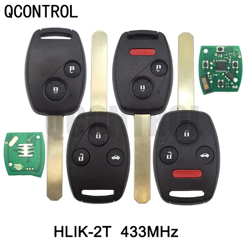 

QCONTROL 433MHz New Remote Car Key for Honda HLIK-2T Accord Element Pilot Civic CR-V HR-V Fit Insight City Jazz Odyssey Fleed