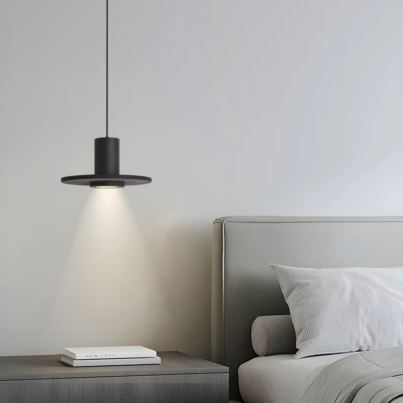 Czarny otwór kamienny żyrandol nocny Vintage minimalistyczne lampy wiszące do sypialni jadalnia kuchnia Bar designerska lampa oświetleniowa