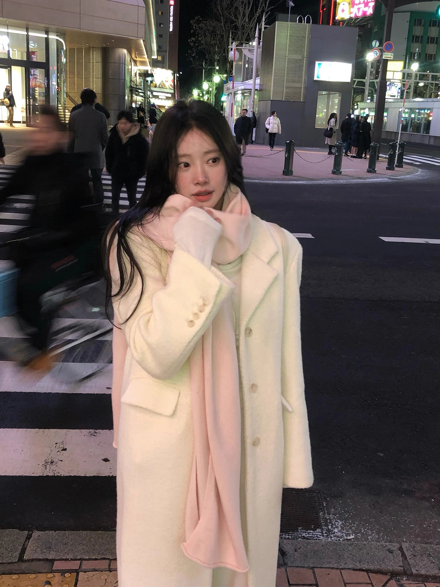 

Длинное шерстяное пальто Ele, женское зимнее модное атмосферное пальто с воротником, верхняя одежда, корейский свободный крой, обычный L...