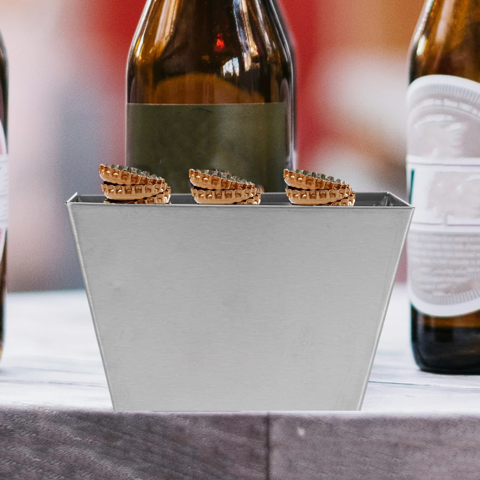 

2 Pcs Bottle Cap Storage Box Beer Catcher Container Desktop Can Opener Holder Silver Wall Mount