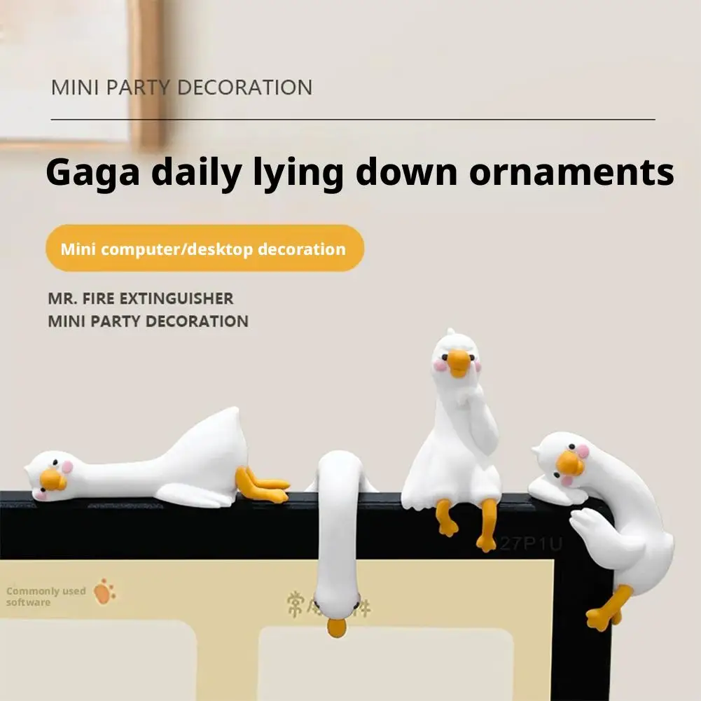 كبير الأبيض أوزة نماذج للحيوانات ديكور المنزل الراتنج الحرفية مصغرة الشكل صغيرة بونساي Microlandscape الجنية حديقة ديكور #4