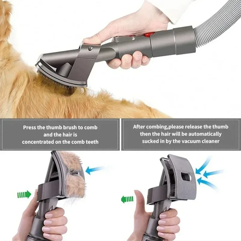 Dog Cat Pet Deshedding Grooming Brush Pet Bed Hair Brush with Converter Adapter for Dyson V6 V7 V8 V10 V11 V15 Vacuum Cleaner view 4